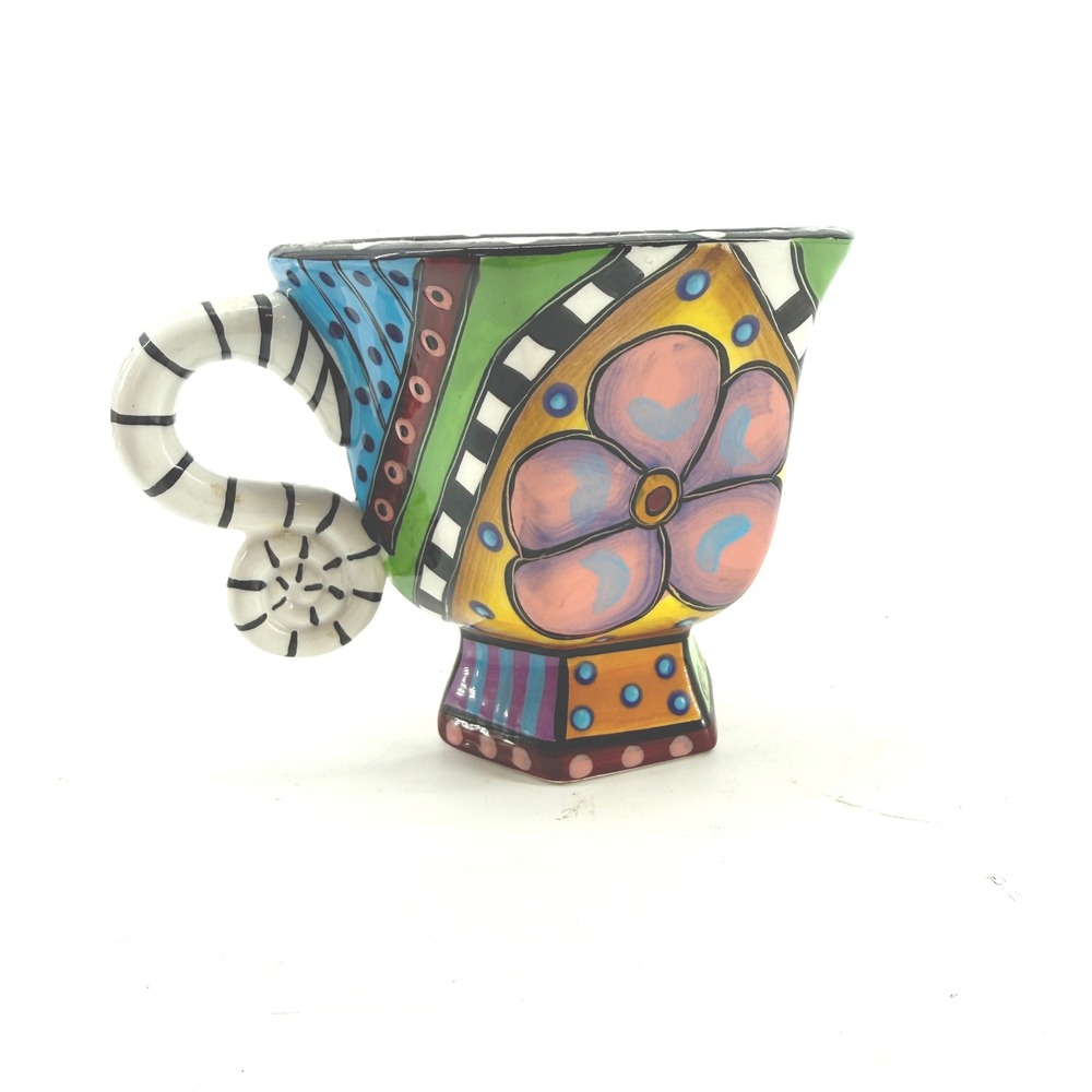 Studio Designworks Mug Multicolor Hand Painted Floral Geometric Funky